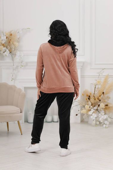 Женский велюровый спортивный прогулочный костюм LL109 цвет мокко, размер 50/52 | Зображення 3