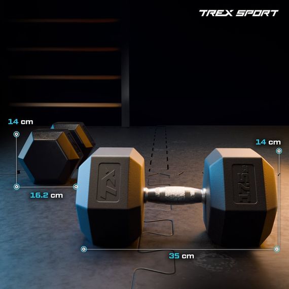 Гантеля шестигранная прорезиненная TX-175RD Trex Sport 17,5кг | Зображення 1