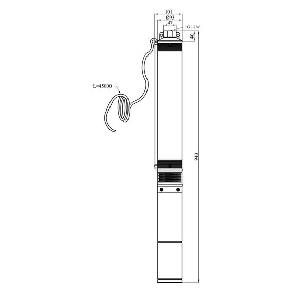 Насос глибинний відцентрований багатоступінчатий Pumpman 4STM3-13-0,75 кВт Hmax 93 м Qmax 4,8 куб.м 750 Вт (CV032270) | Зображення 1