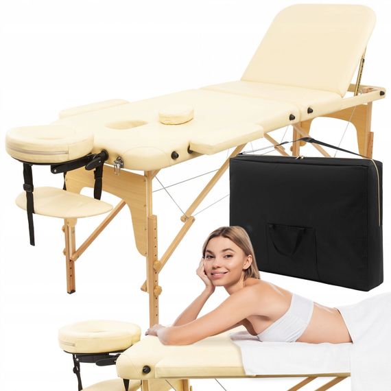 Масажний стіл складаний 4FIZJO Massage Table+ Wood W60 Beige TABLE+W60BEIGE (P-5907739318367)