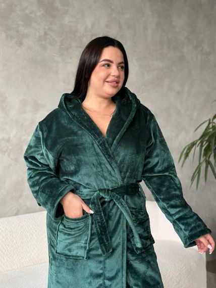 Теплий жіночий зелений халат PLUS SIZE | Зображення 3