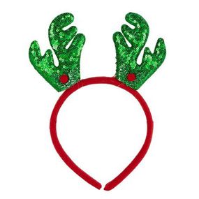 Ободок новогодний "Оленьи рожки" 2511(Green) 16,5х14,5 см