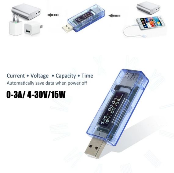 Измеритель напряжения тока, тестер ёмкости  акумулятора, USB измеритель напряжения тока зарядного устройства | Зображення 5