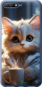 Чохол на Huawei Y6 2018 Білий кіт "5646t-1637-2448"