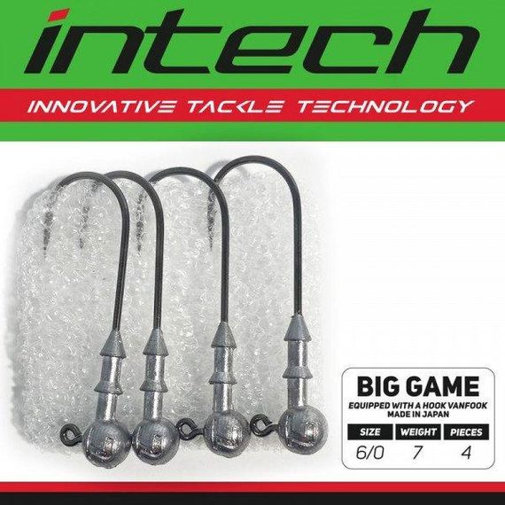Джиг-головка, Гачки риболовні для силіконових приманок Intech Інтеч Big Game Puncher №6/0 12g 4шт
