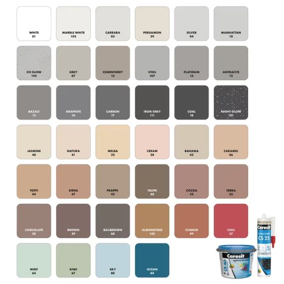 Фуга для швів Ceresit CE 40 Aquastatic, сріблястий (04), до 6 мм, 2 кг | Зображення 1