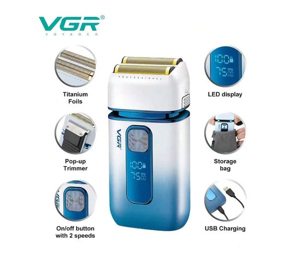 Електробритва VGR V-362 Blue триммер, подвійне лезо, XPRO (45696-V-362 BLUE_545) | Зображення 5