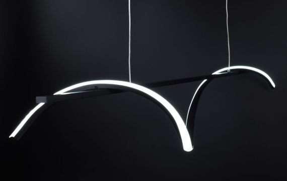 Люстра світлодіодна підвісна LED світильник для квартири на стелю лед 26738 Чорний 30-160х10х120 см. | Зображення 2