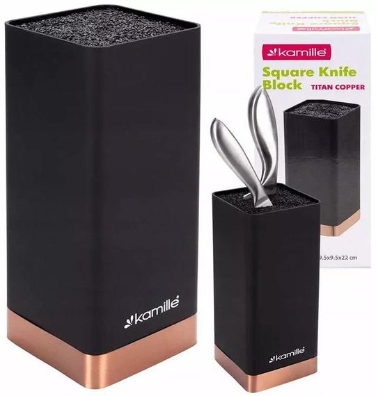 Підставка Kamille Black&Rose, колода для ножів 9.5х9.5х22см з поліпропіленовим наповнювачем | Зображення 2
