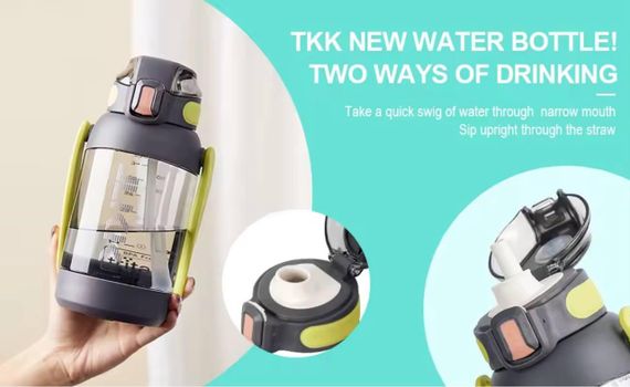 Пляшка TKK 1400 мл — Сіра Tritan BPA-free, ударостійка, спортивна з подвійною системою перенесення | Зображення 5