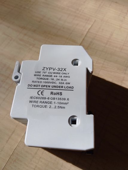 Предохранитель для панелей ZYPV-32x от короткого замыкания DC 15-32а 2P | Зображення 3