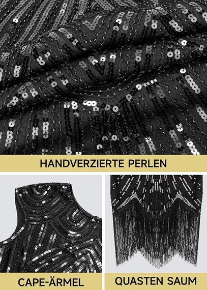 Платье в стиле 20-х коктейльное с аксессуарами женский ретро образ Гэтсби Чарльстона для Хэллоуина выступления | Зображення 4