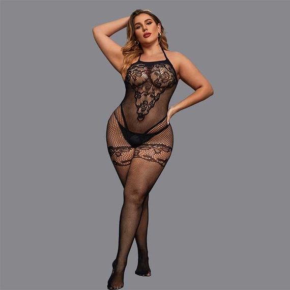 Эротический бодистокинг с открытыми зонами, универсальный размер для L-XXL, черный, подходит на рост 150-180 см