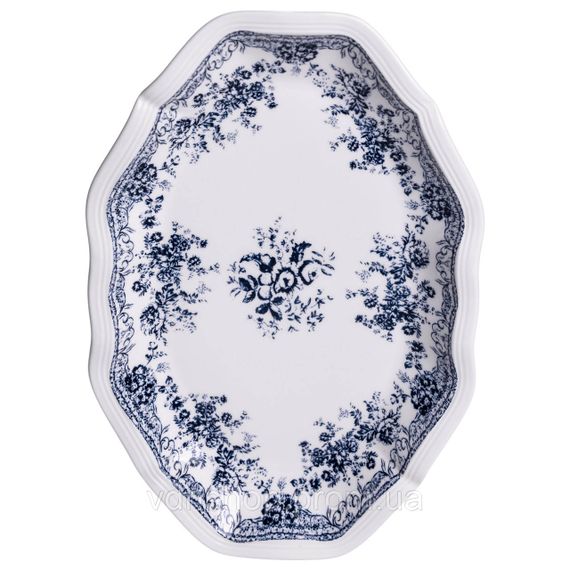 Столовый набор посуды тарелок и чашек 32 предмета на 6 персон Vintage Elegant фарфоровый, обеденный столовый сервиз тарелок Синий | Зображення 4