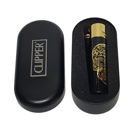 Газовая Зажигалка Клиппер Железная "Clipper Metal Mexican Skulls Gold" | Зображення 1