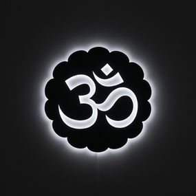 Панно декоративное картина на стену Знак Ом круглый LED подсветка 400х400 acr-p000248