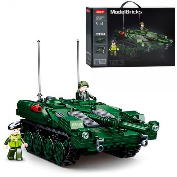 Конструктор M38-B1010 SLUBAN "Танк" 25,5см, фигурки, 692дет, в коробке (6903317468867) | Зображення 1