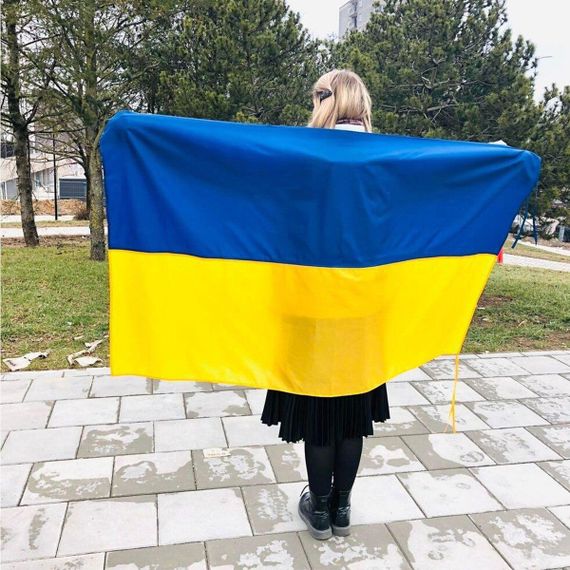 Прапор України 135х90 см, Синьо-жовтий / Великий прапор України з тканини / Тканинний прапор України на стіну та рукоятку | Зображення 1