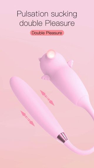 Двойной вибратор с вакуумной стимуляцией Viola с пульсацией и подогревом, розовый sexstyle | Зображення 9