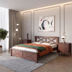 Двоспальне дерев'яне ліжко Mebigrand Прованс Н Горіх темний 160х200 см (MBG-3153)
