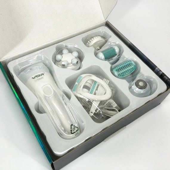 Епілятор для обличчя та тіла 6в1, від USB VGR V-733 / Жіночий епілятор для видалення волосся. Колір: блакитний | Зображення 8