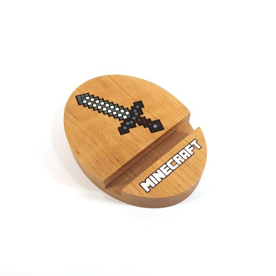 Підставка тримач під смартфон планшет Minecraft меч 9х12х2 см Майстерня містера Томаса Дерево Лак | Зображення 4