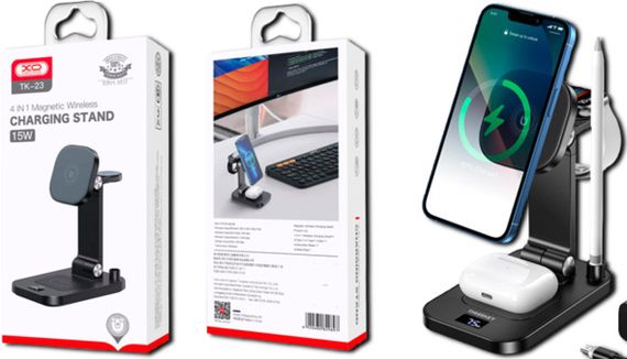 Бездротовий зарядний пристрій 15W 4в1 XPRO TK23 чорний (MAW-44906_1326) | Зображення 1