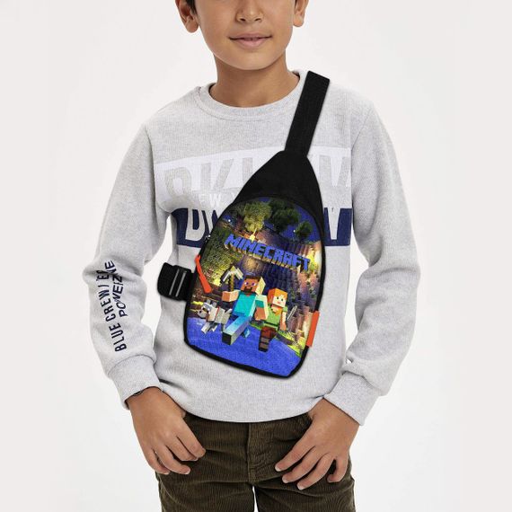 Сумка через плече дитяча Minecraft Кріпер 29х17 см сумка слінг для хлопчика (02081)