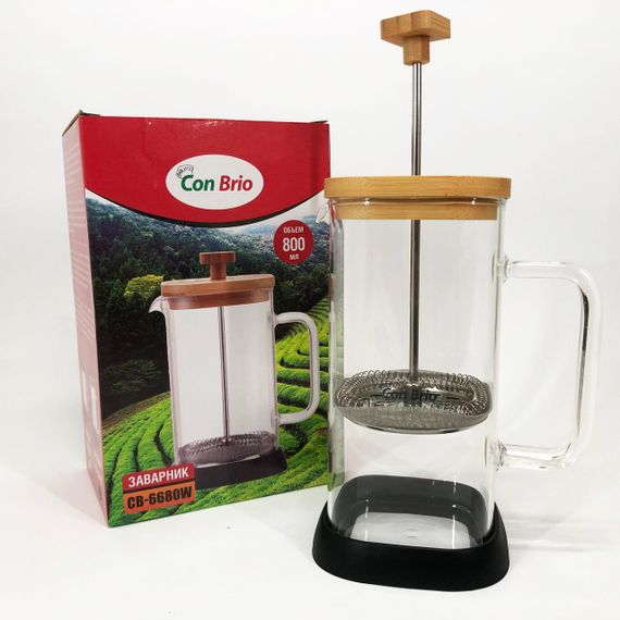 Френч-пресс Con Brio CB-6680W 800 мл, Френч-пресс с ручкой, Френч-пресс для кофе, Френч-пресс для чая | Зображення 2
