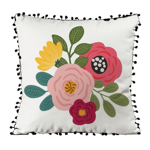 Подушка из мешковины с помпонами Мальвы 45x45 см (45PHBP_23M005)