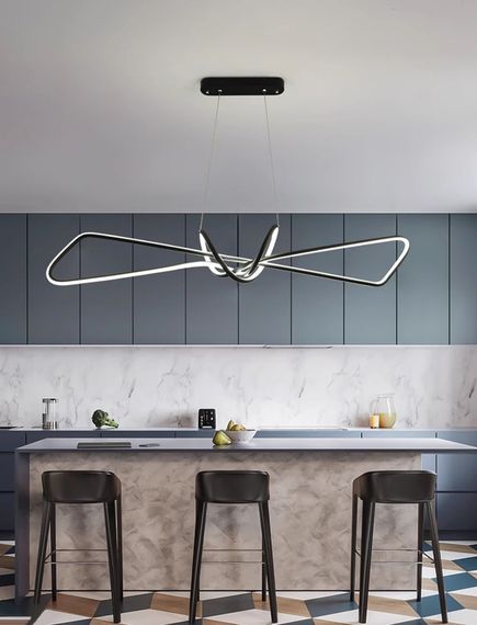 Люстра світлодіодна підвісна LED світильник для квартири на стелю лед 27489 Чорний 25-150х15х100 см. | Зображення 1