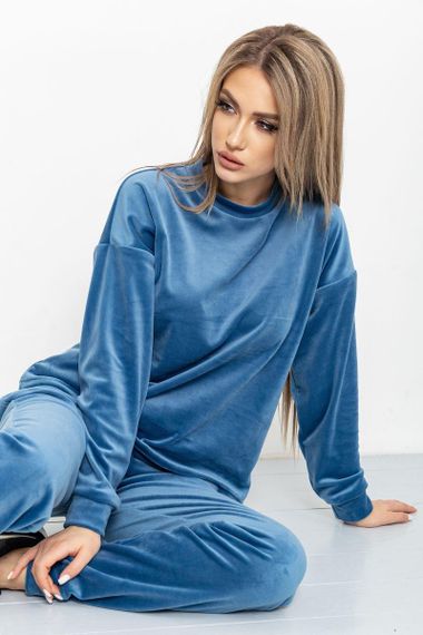 Спорт костюм женский велюровый  цвет джинс 177R021 | Зображення 1