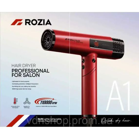 Фен професійний для сушіння волосся ROZIA A1 Professional Hair Dryer AND-6162-9 | Зображення 2