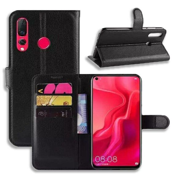 Чохол книжка з кишенями для карт на Huawei P30 lite колір Чорний