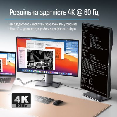 Кабель мультимедийный USB-C to HDMI M 2.0m 4K60Hz black ColorWay (CW-CBCHD077-BK) | Зображення 3