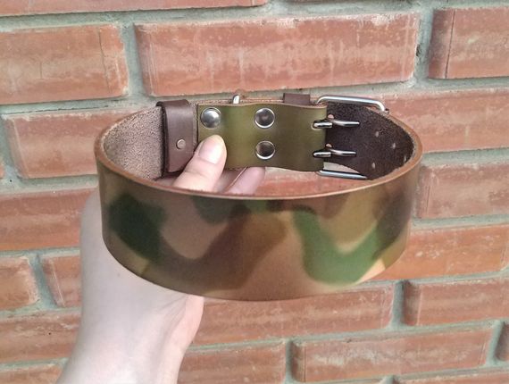 Кожаный ошейник для собак "Lockdog" цвет хаки | Зображення 2