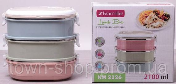 Ланч-бокс Kamille Food Box 3 емкости по 700мл, 20х14.5х18.5см KM-2126 | Зображення 3