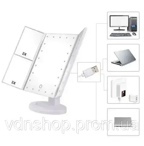 Дзеркало потрійне для макіяжу Superstar Magnifying Mirror із LED-підсвічуванням прямокутне зі збільшенням | Зображення 6