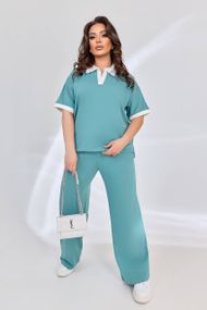 Женский легкий летний брючный костюм с футболкой, большие размеры и батал, SS172 цвет ментоловый, размер 48/50