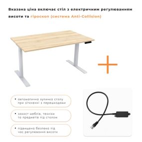 Стіл із електричним регулюванням висоти, двомоторний, двоступеневий, сірий каркас,1200х600х718-1223мм.