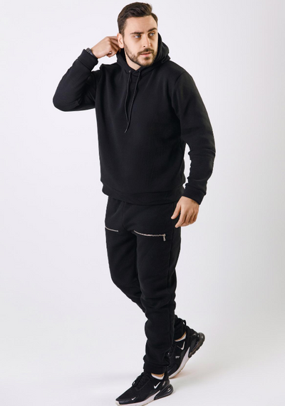 Мужской теплый спортивный костюм на флисе UN8855 цвет черный, размер 48 | Зображення 4