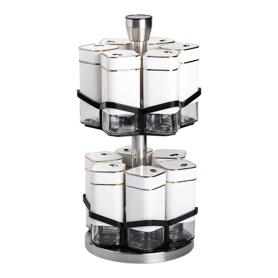 Набор для специй на подставке 12 шт 120 мл карусель для специй Белый HP-1315