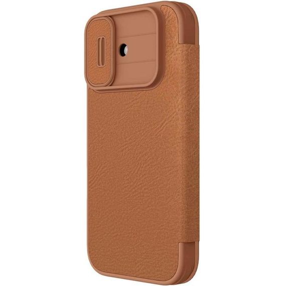 Кожаный чехол-книжка Nillkin Qin Pro Camshield для Apple iPhone 17 (6.3") Brown