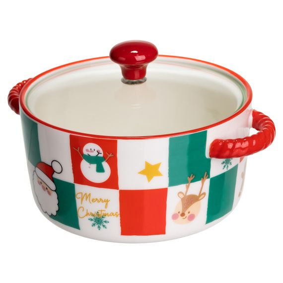 Супница фарфоровая Christmas новогодняя  800 (мл) с крышкой Yiwu FM-CS-9C | Зображення 1