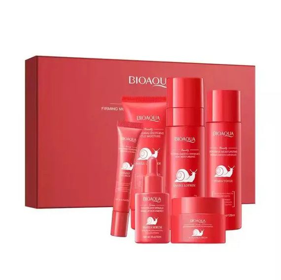 Подарунковий набір косметики для обличчя 6в1 BIOAQUA з муцином равлика