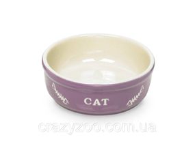 Миска для котів Nobby Cat керамічна фіолетово-бежева Ø 13.5x4.5 см 250 мл 73369