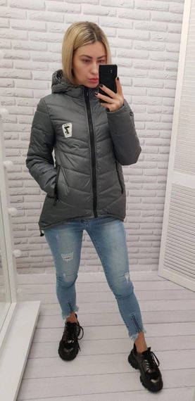 Жіноча демісезонна куртка з емблемою, арт.210/7, графіт | Зображення 4