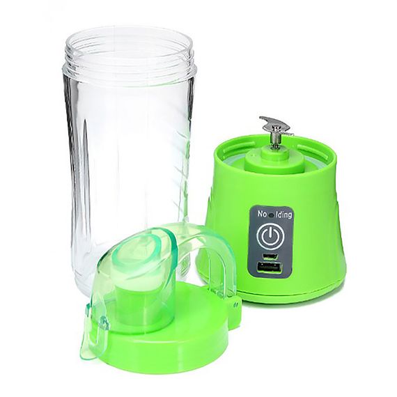 Аккумуляторный мини-блендер на 400мл Juicer NG-01, 2000мАч, USB, Зеленый / Блендер-шейкер с PowerBank | Зображення 9