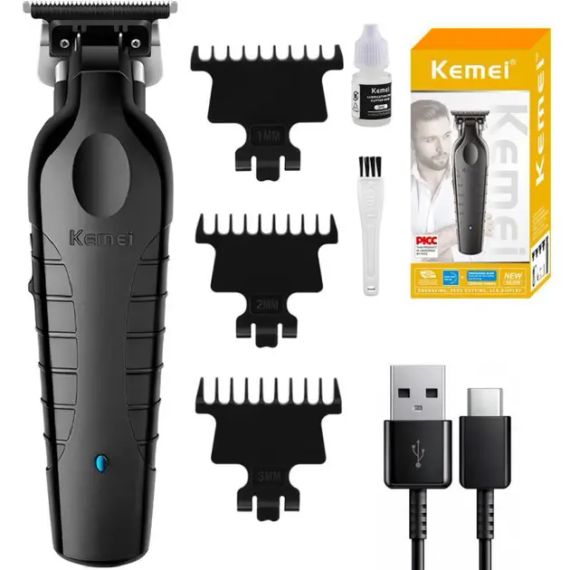 Акумуляторна машинка для стрижки + 3 насадки, USB, Kemei KM-2299