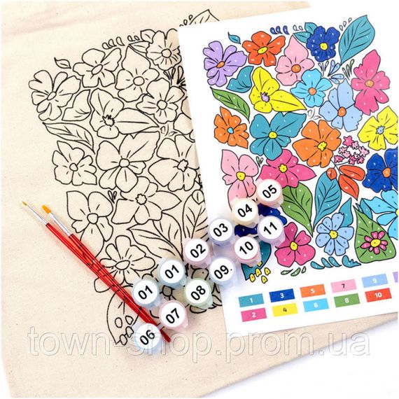 Набор для творчества экосумка-раскраска "Funny flowers" N0003647 размер 38х42 см | Зображення 1